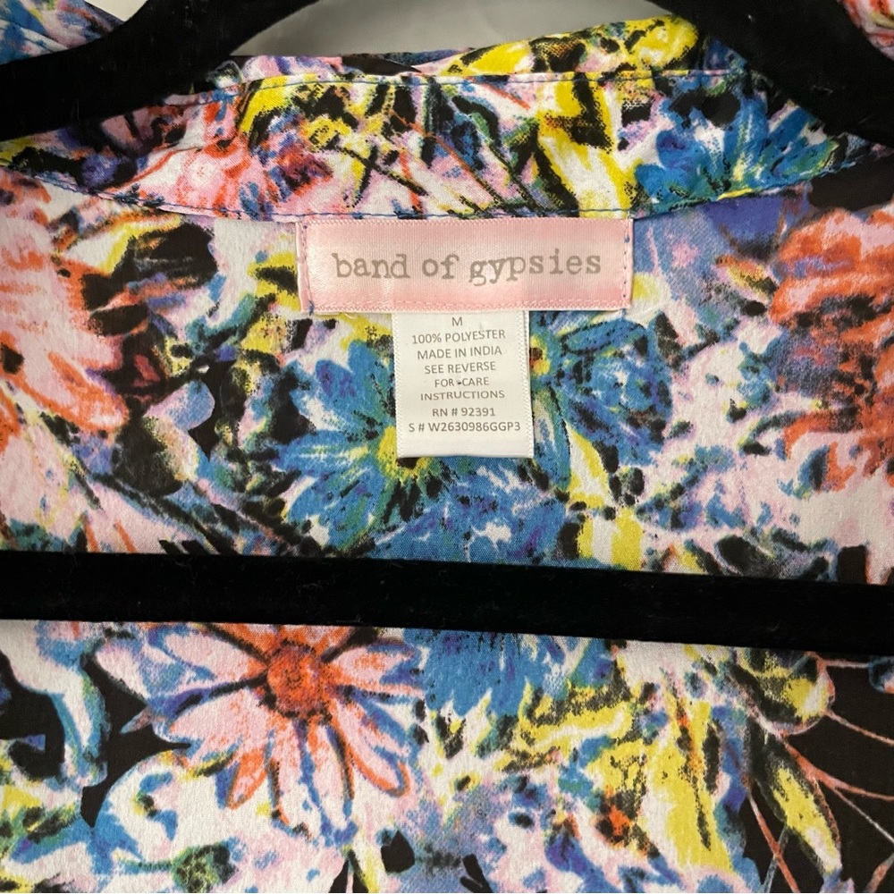 Band of Gypsies Floral Collared Button Up Shirt Dress - Picture 7 of 8